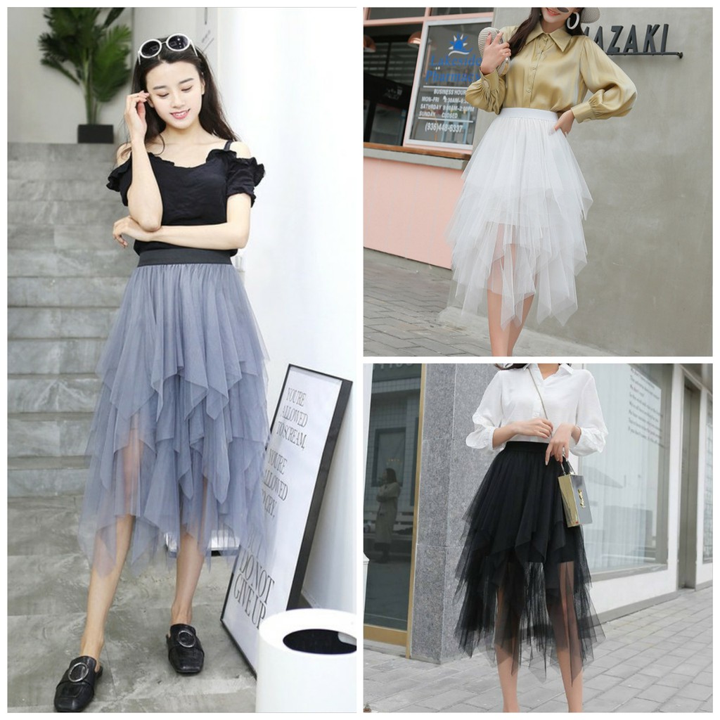 Chân Váy Chữ Tutu Chữ A Tua Rua Tiểu Thư Dễ Thương Trẻ Trung Zinti CV15