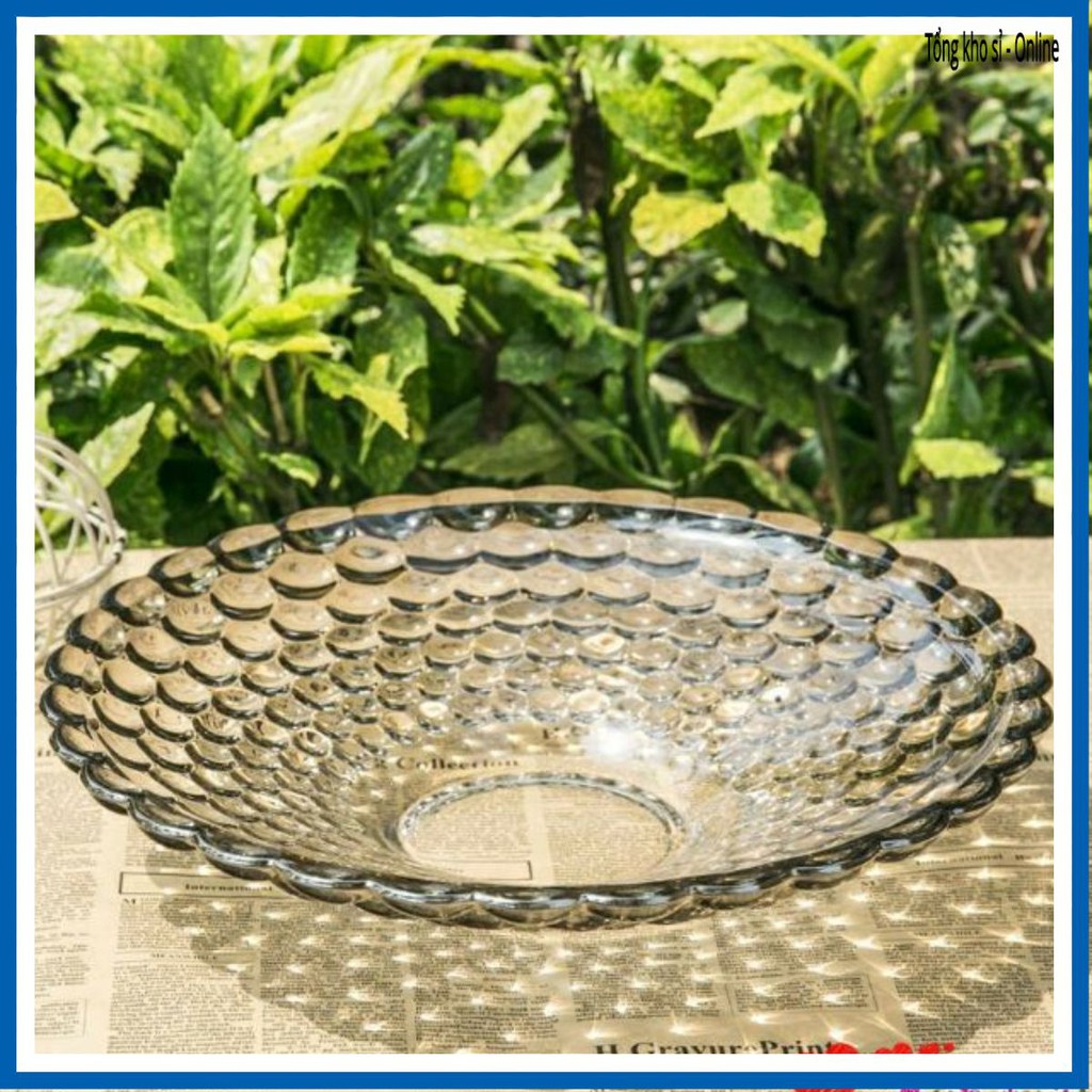 Đĩa bát tô thủy tinh chấm bi vàng soga hàng cao cấp vàng đẹp