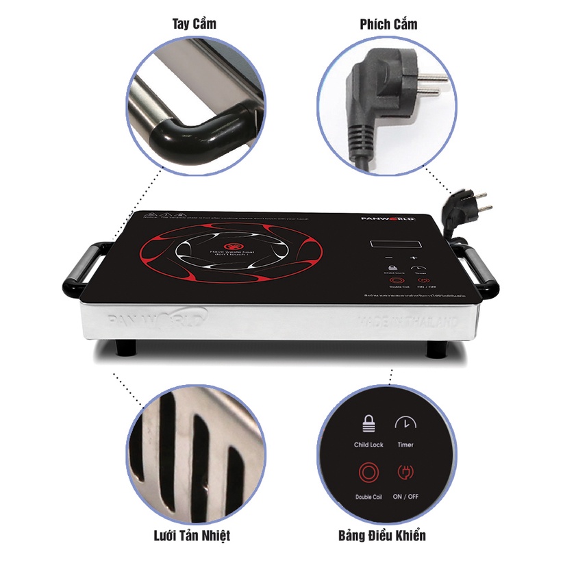 Bếp hồng ngoại đơn Panworld PW-636 nhập khẩu Thái Lan cao cấp bảo hành chính hãng