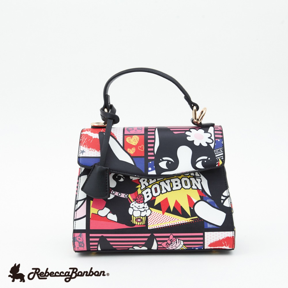 Túi xách nữ hình thang có hoa văn in hình RebeccaBonbon chú cún Nhật Bản