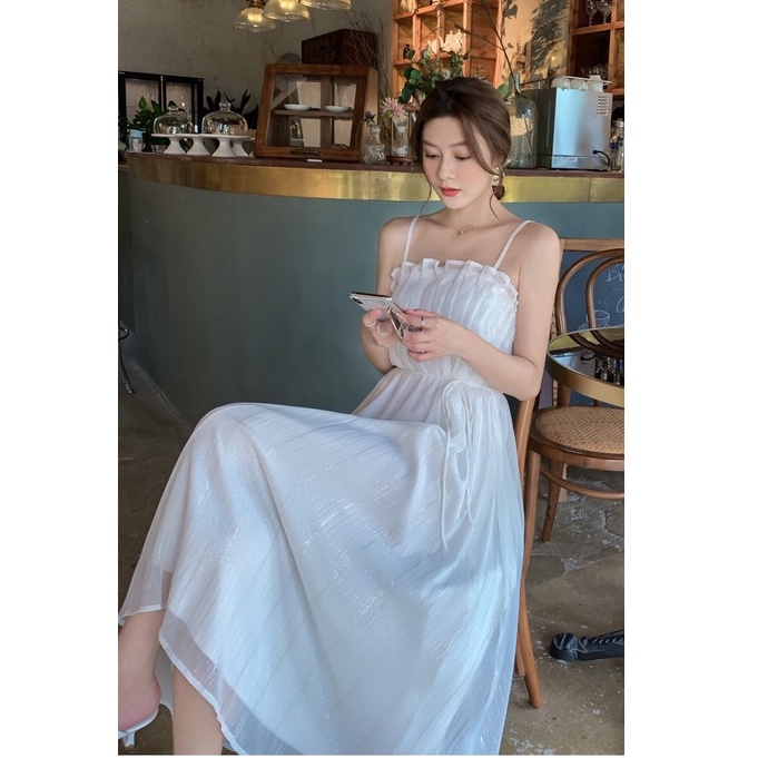 Đầm hai dây dáng xòe midi Emilyshop ulzzang