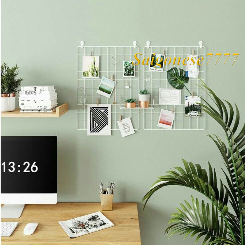 Combo Khung Hình Lưới Sắt+ Đèn Led Xài Điện Đèn Fairy Light Kẹp Hình Nghệ Thuật Trang Trí Decor Nhà