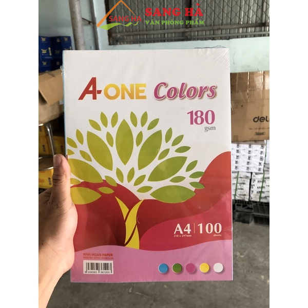 Giấy bìa màu Cứng A4 định lượng 180gsm- Bìa giấy ngoại Aone đủ 100 tờ