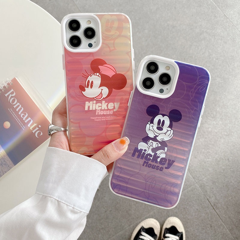 DISNEY Ốp Điện Thoại Hình Chuột Mickey Minnie Vân Vali iphone 13 Pro Max i13 13pro 11ProMax i11 X XR Xs Max 12Pro 12 Pro Max