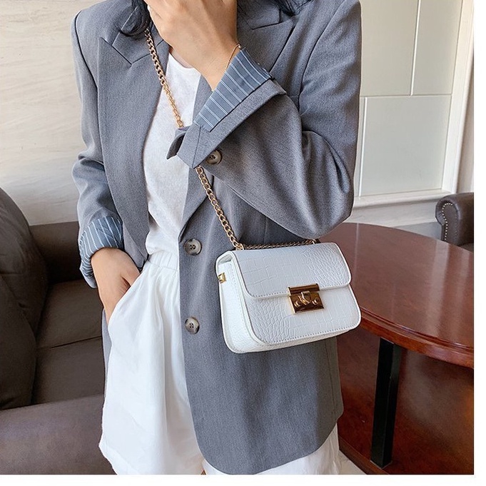 Túi đeo chéo nữ khoá sập chống rơi đồ túi xách nhiều ngăn quai đeo xích không rỉ phong cách Hàn Quốc