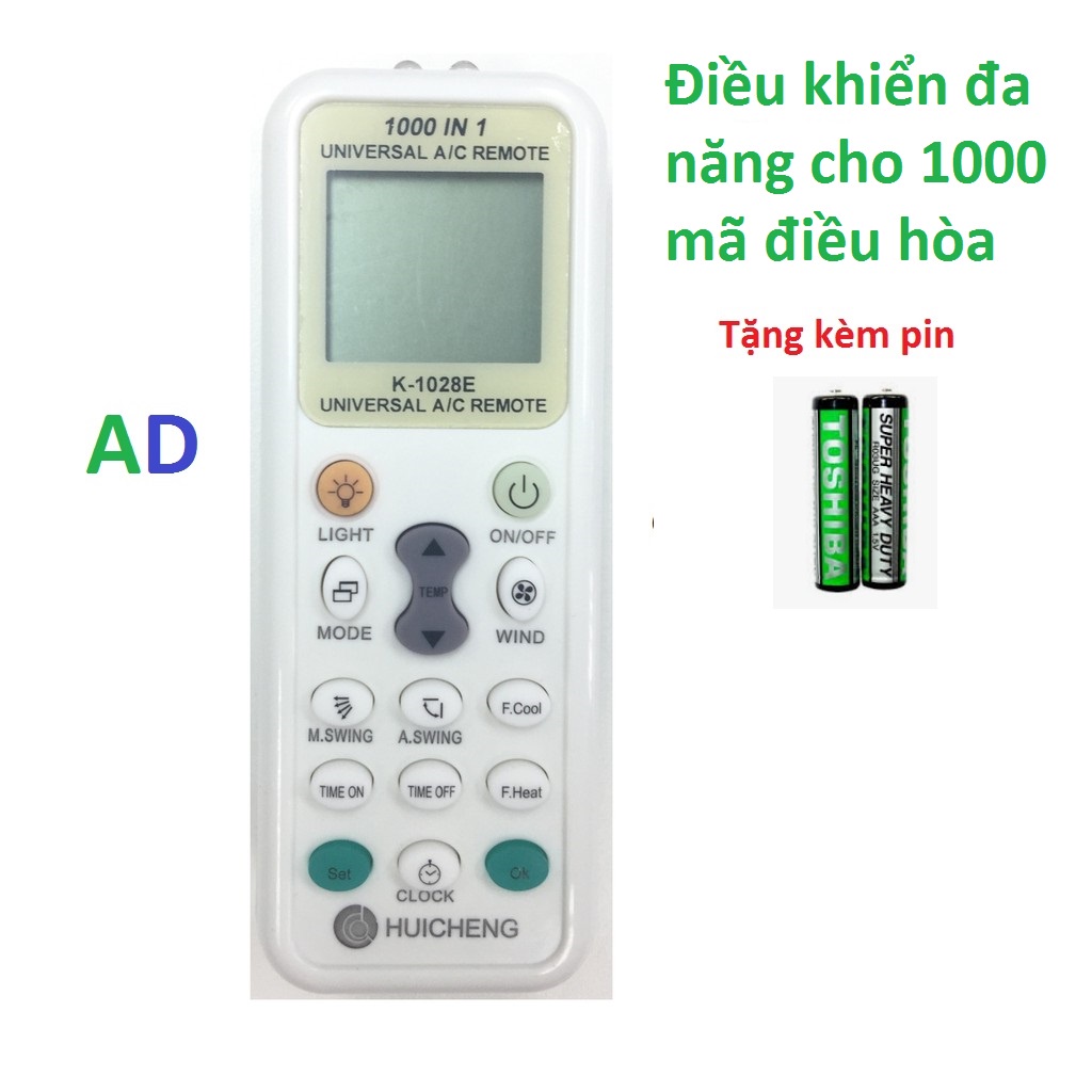 Điều khiển điều hòa đa năng K-1028E dùng được cho tất cả các loại điều hòa hiện nay - Tặng kèm pin - Remote đa năng