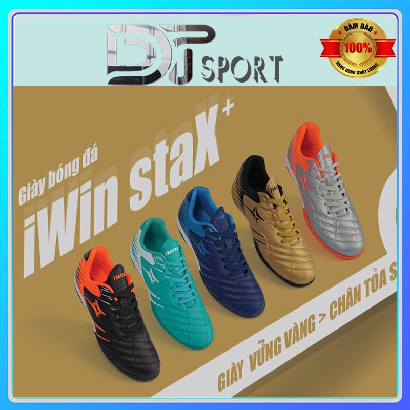 Giày Đá Bóng Sân Cỏ Nhân Tạo IWIN STAX + 204 TF đế cao su 2 lớp ,ôm chân Cao Cấp TẶNG KÈM TÚI IWIN 99K