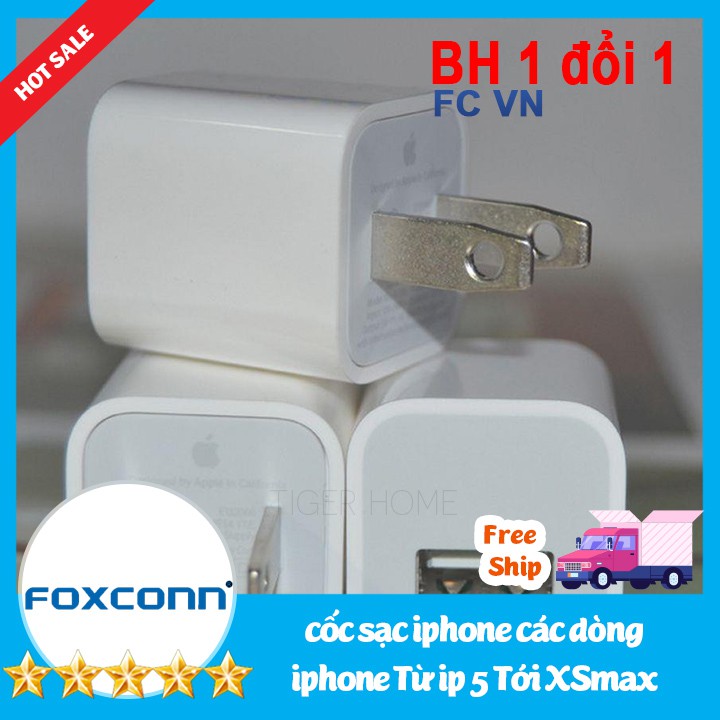 Sale Củ sạc iPhone 5/5s/6/6s/6 Plus/7/7plus/8/8plus/x ZIn Chính hãng Foxcom Bh 1 đổi 1 miễn phí