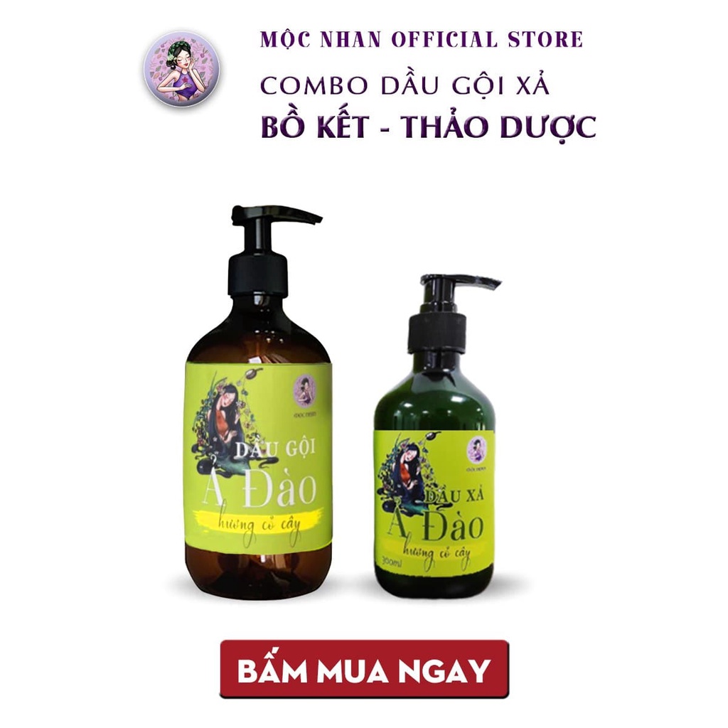 Combo dầu gội xả thảo dược thiên nhiên, phục hồi tóc hư tổn, dưỡng mềm sâu MỘC NHAN