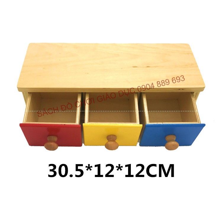 Hộp màu có 3 ngăn - Giáo cụ montessori cho trẻ từ 0 đến 3 tuổi