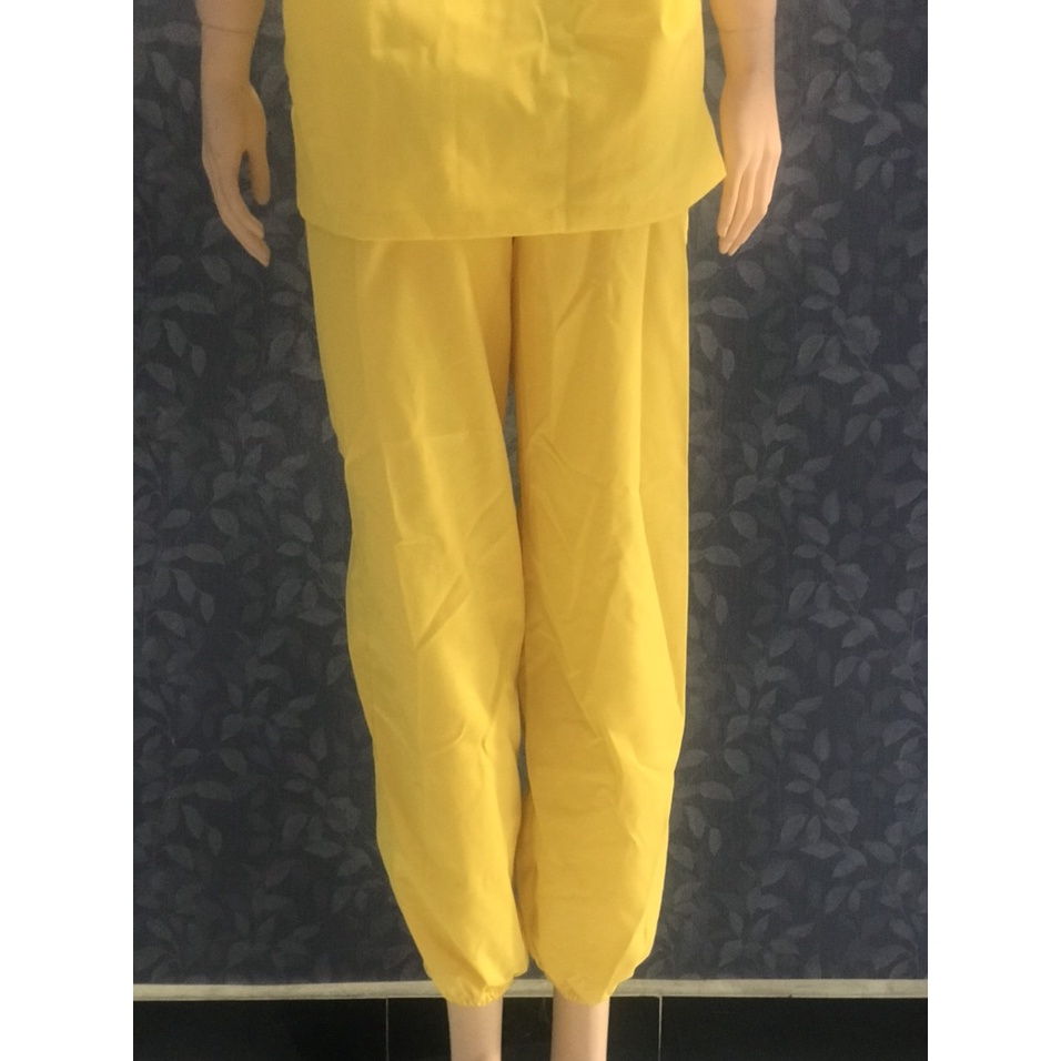 Quần áo công nhân vải kaki Nữ Đồ Bảo Hộ Lao Động Màu Vàng _ Hình Chụp Thật