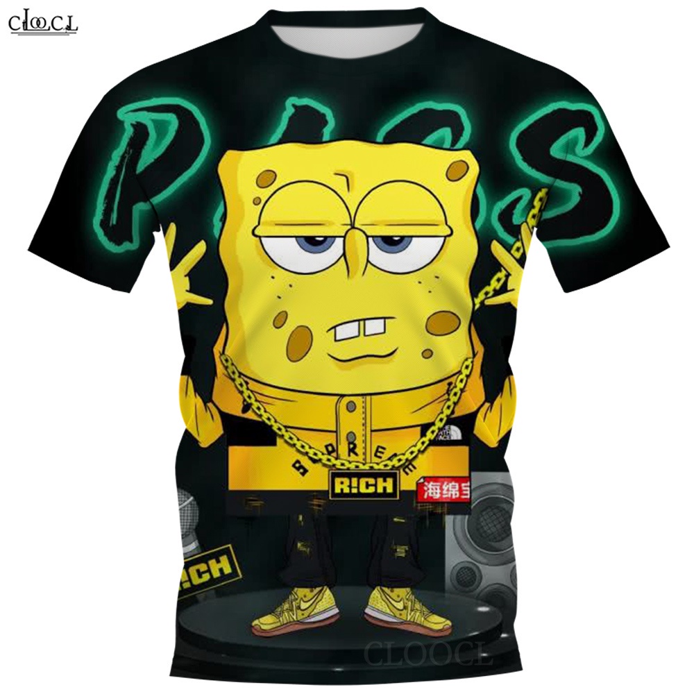 Áo Thun Tay Ngắn Cổ Tròn In Họa Tiết SpongeBob 3D Thời Trang Cho Nam Và Nữ