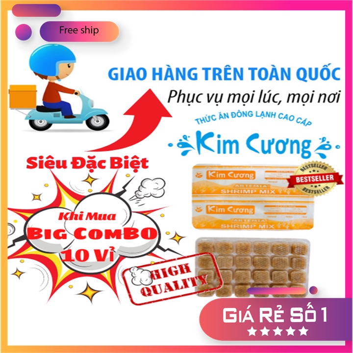 Artemia KIM CƯƠNG_BigComBo 10vỉ/1kg_[Vĩnh Châu]_thức ăn chăm sóc cho cá cảnh_an toàn bể cá_thú vui thủy sinh_7 màu_betta