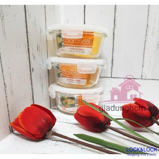 Hộp cơm thủy tinh 400ml đựng thực phẩm hình tròn cao cấp có nắp hút chân không