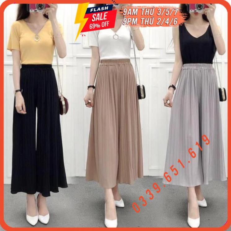 [FREESHIP] Quần Chiffon Dài Lưng Cao, Quần Ống Rộng Xếp Ly, Công Sở, Đi Làm, Đi Chơi, Thời Trang Cho Nữ