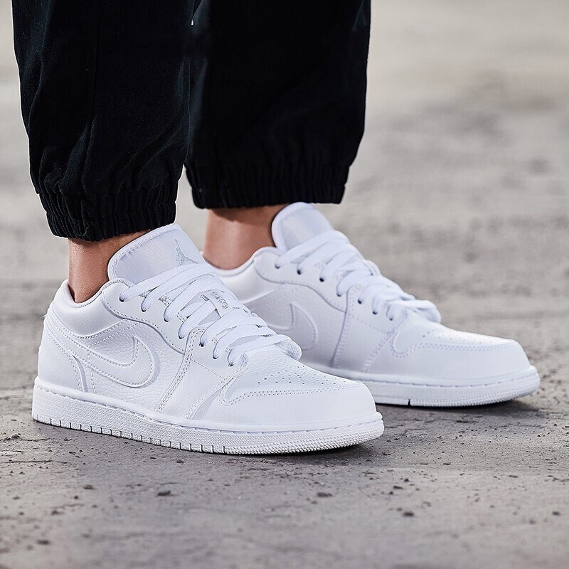 Giày Nike Air Jordan Trắng Cổ Thấp, Giày Sneaker JD1 Low Full White Nam Nữ Thể Thao Cao Cấp Full Box Bill