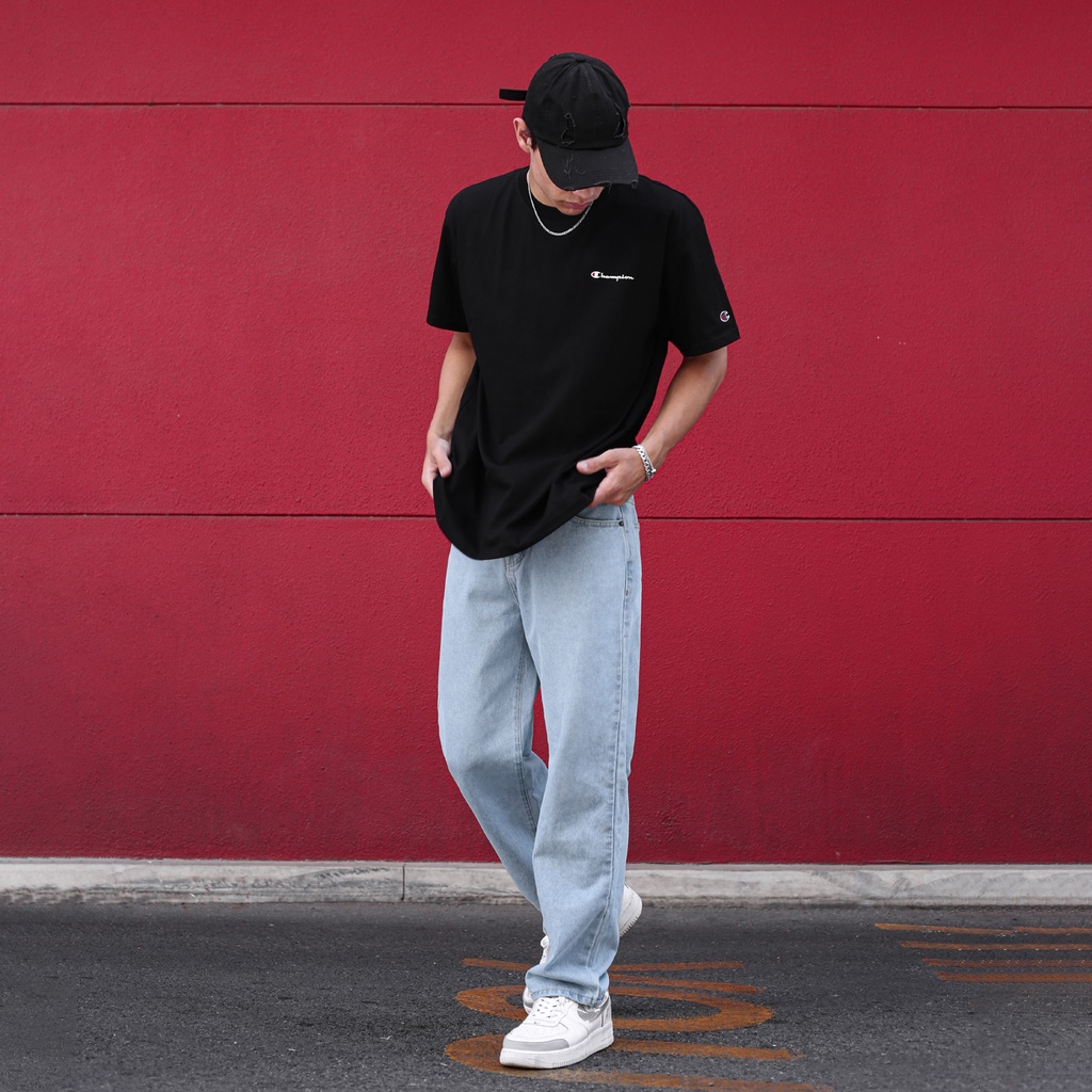 Quần Baggy Trơn Ống Suông Đứng - Chất Vải Jeans Cao Cấp Mềm Mịn - Unisex Nam Nữ Hot Trend Dễ Phối Đồ - Màu Xanh Nhạt 2