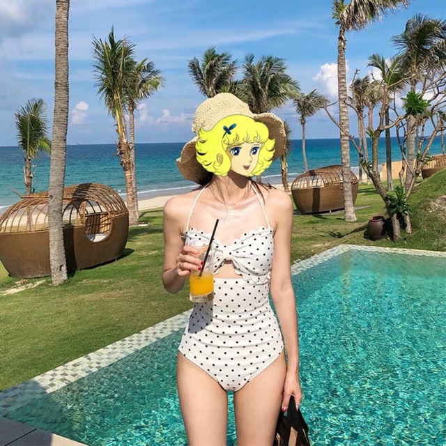 Bikini Đi Biển Đồ Bơi Nữ 2021 Quảng Châu Chấm Bi Trắng Kute Nâng Ngực TCB 2323 K3-A9