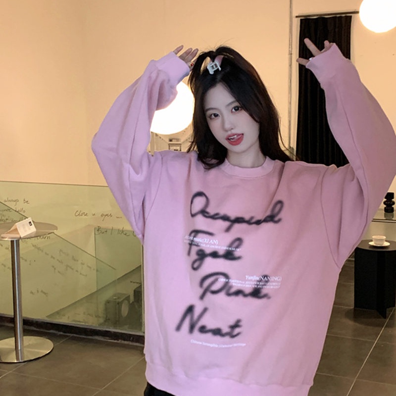 NRVP Mới Áo Thun Tay Dài Dáng Rộng In Chữ Phong Cách Hàn Quốc 2023