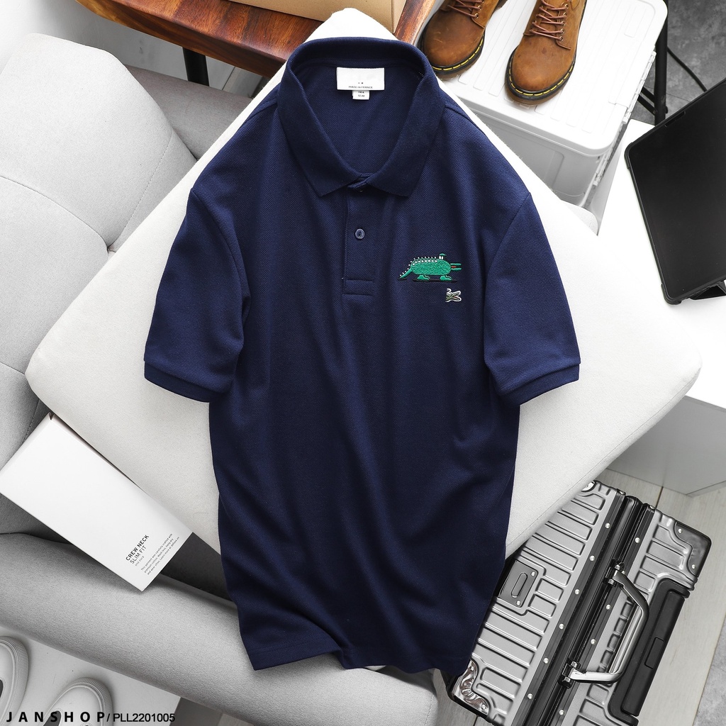 Áo Polo Cá Sấu Với Logo Thêu Cá Sấu Ngoài Hành Tinh Độc Đáo, Tỉ Mỉ Cùng 2 Màu Thanh Lịch