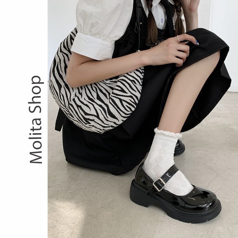 Giày Lolita Trắng Giày Lolita Nữ Đế Cao 4Cm Chất Da Bóng Giá Rẻ Cao Cấp Hottrend  LB022-Molita