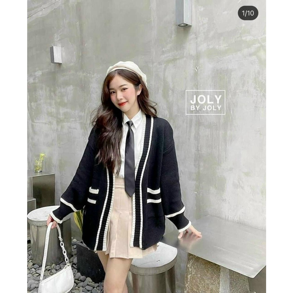 [Ảnh thật/Sẵn] Áo khoác cadigan len viền dày dặn siêu hot hàng QC