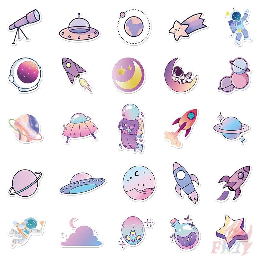 ❉ Màu Candy Macaron. Ngôi Sao Nghệ Thuật Series 01 Nhãn Dán ❉ Bộ 50 Sticker Chống Thấm Nước Họa Tiết Doodle Hợp Thời Trang