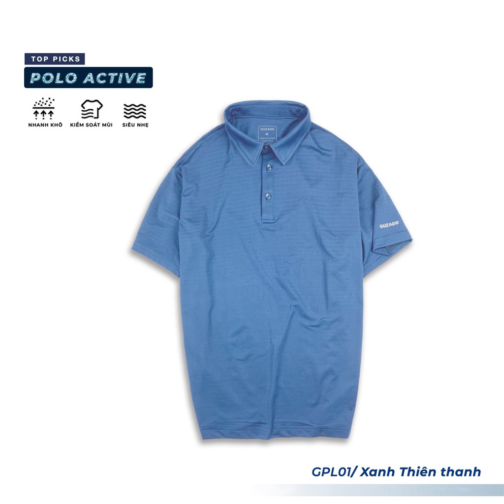 Áo Polo Nam Cổ Bẻ Guzado Chất thể thao Thấm Hút Tốt Kiểu Dáng Basic Form Regular Fit, Co giãn thoải mái GPL01 | BigBuy360 - bigbuy360.vn