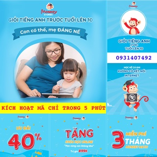 MONKEY STORIES - Mã học phần mềm tiếng Anh + 3 tháng Monkey Math - Kích hoạt ngay