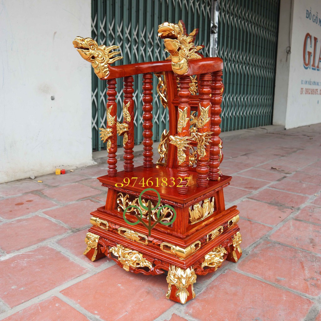 Ngai thờ cúng-Long ngai cột thờ gỗ gụ-đồ thờ gỗ gụ rát vàng