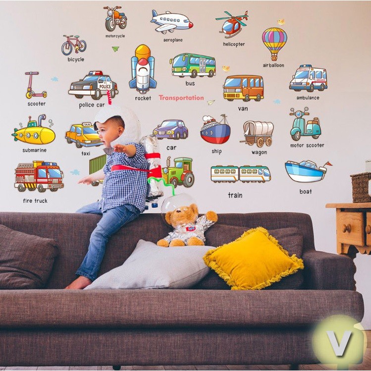 Decal dán tường Phương tiện giao thông tiếng anh