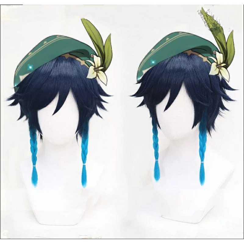 [sẵn] Wig/tóc giả cosplay Venti - Genshin Impact màu xanh dương than [Miu Cosplay]