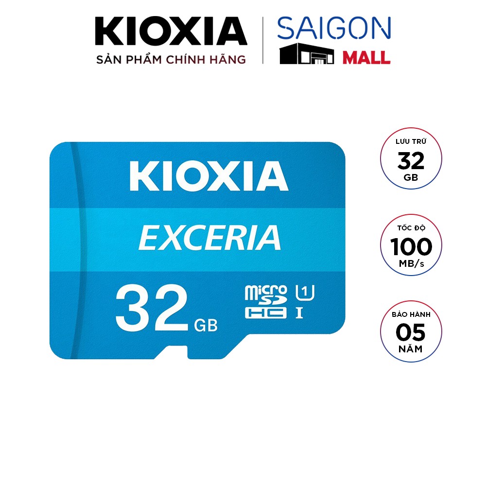 Thẻ nhớ micro SDHC 32GB KIOXIA (TOSHIBA đổi tên) Exceria tốc độ upto 100MB/s - Hàng FPT phân phối bảo hành 5 năm