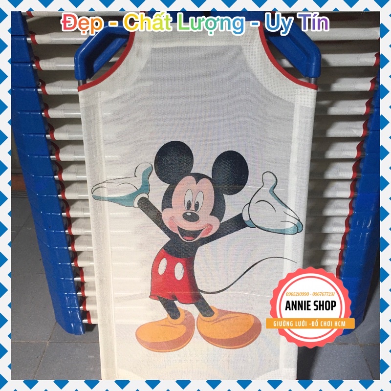 Giường lưới trẻ em mầm non ráp sẵn MICKY, 2 Thanh đỡ lưng inox (Ảnh Thật)