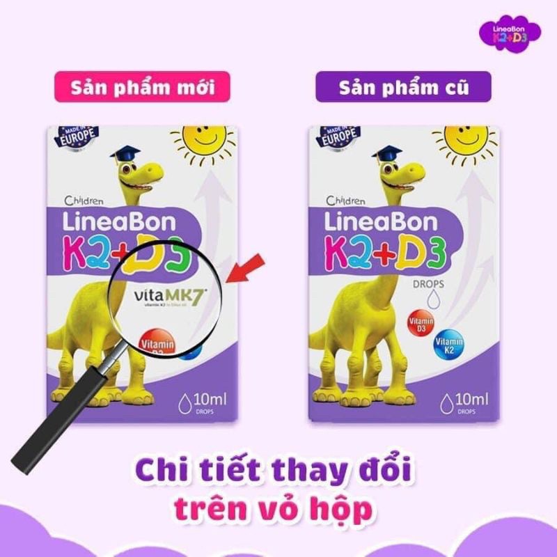 Vitamin D3 K2 LineaBon Chính Hãng Hỗ Trợ Tăng Chiều Cao Cho Bé