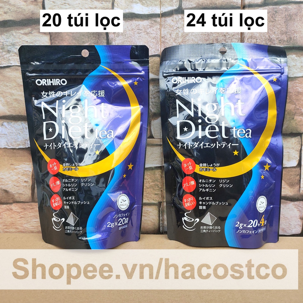 Trà đêm Orihiro Nhật Night Diet dạng túi lọc 24 và 20 gói