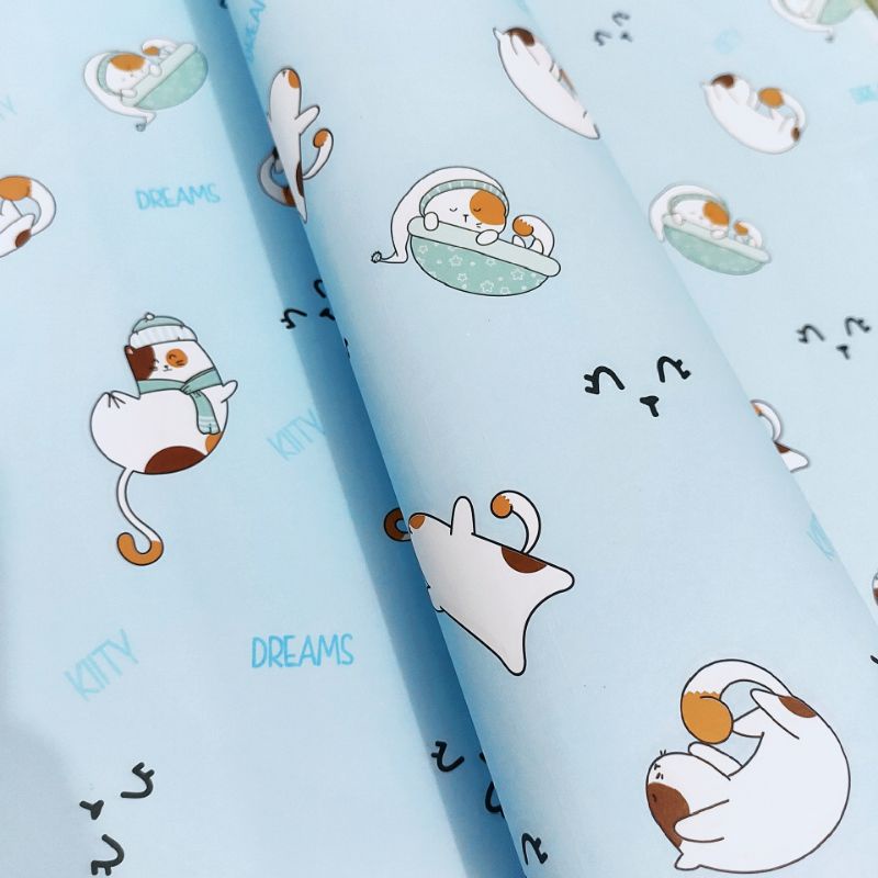 Cuộn 10 tờ GIẤY GÓI QUÀ (50x70cm ) hình MÈO đáng yêu
