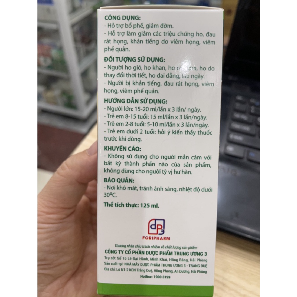 Siro Vihodan Tw3 hỗ trợ bổ phế giảm ho và đau rát họng chai 125ml