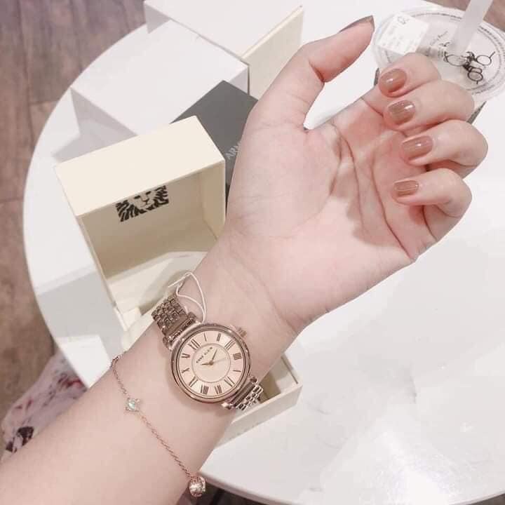 Đồng hồ nữ Anne Klein vàng hồng, mặt số la mã - Size 30mm