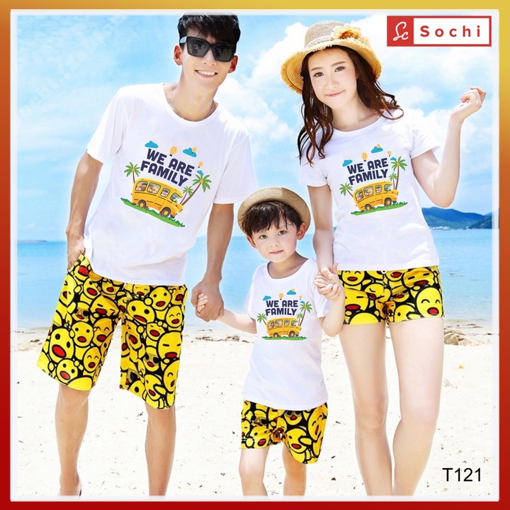 Áo nhóm, áo thun đồng phục đi biển, đi chơi, áo thun gia đình chất cotton dễ thương mã BSTDP05