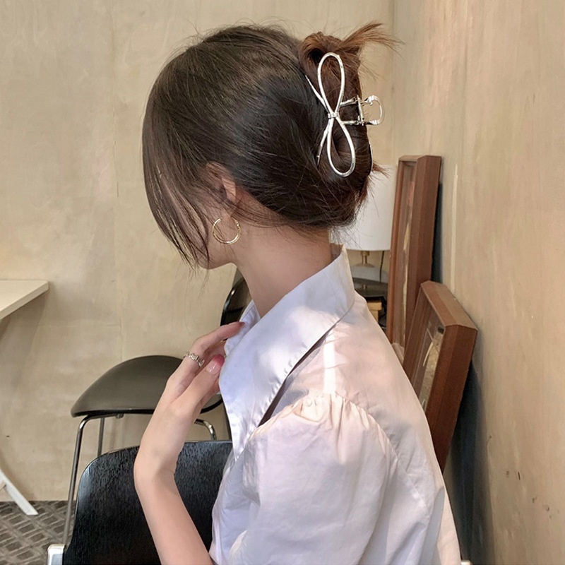 Kẹp Tóc Hình Nơ Bằng Kim Loại Đơn Giản
