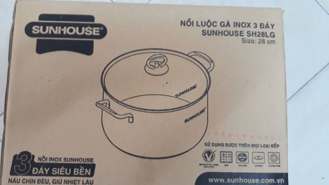 NỒI LUỘC GÀ IXO 3 ĐÁY SUNHOUSE LG28 CM Giảm 35K