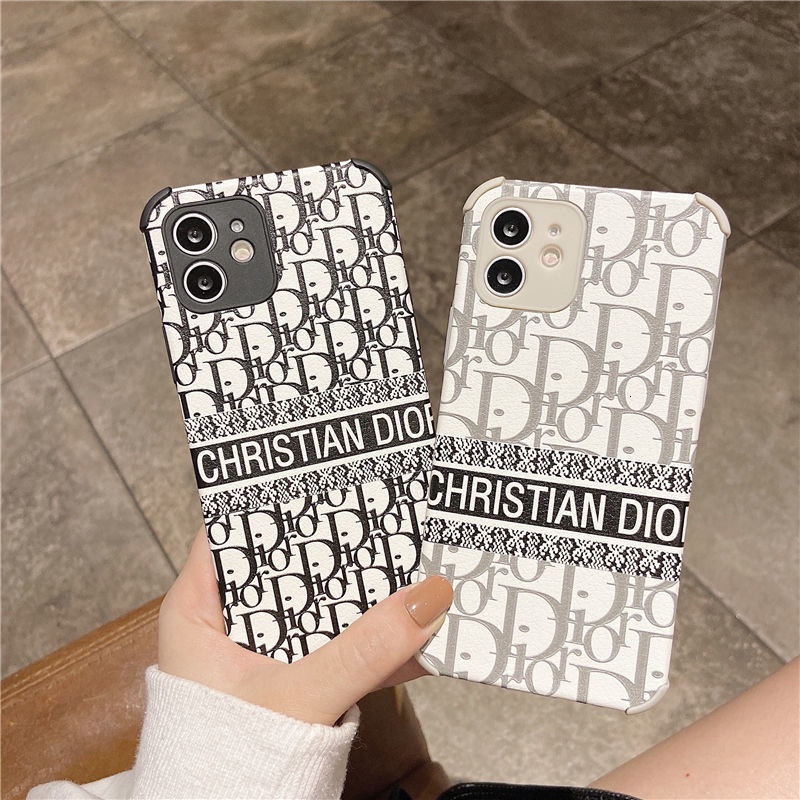 ! Dior!Ốp điện thoại thêu họa tiết thời trang cho iPhone 12/12Pro 12 11 Pro Max iPhone 7/8 Pro X XR XS