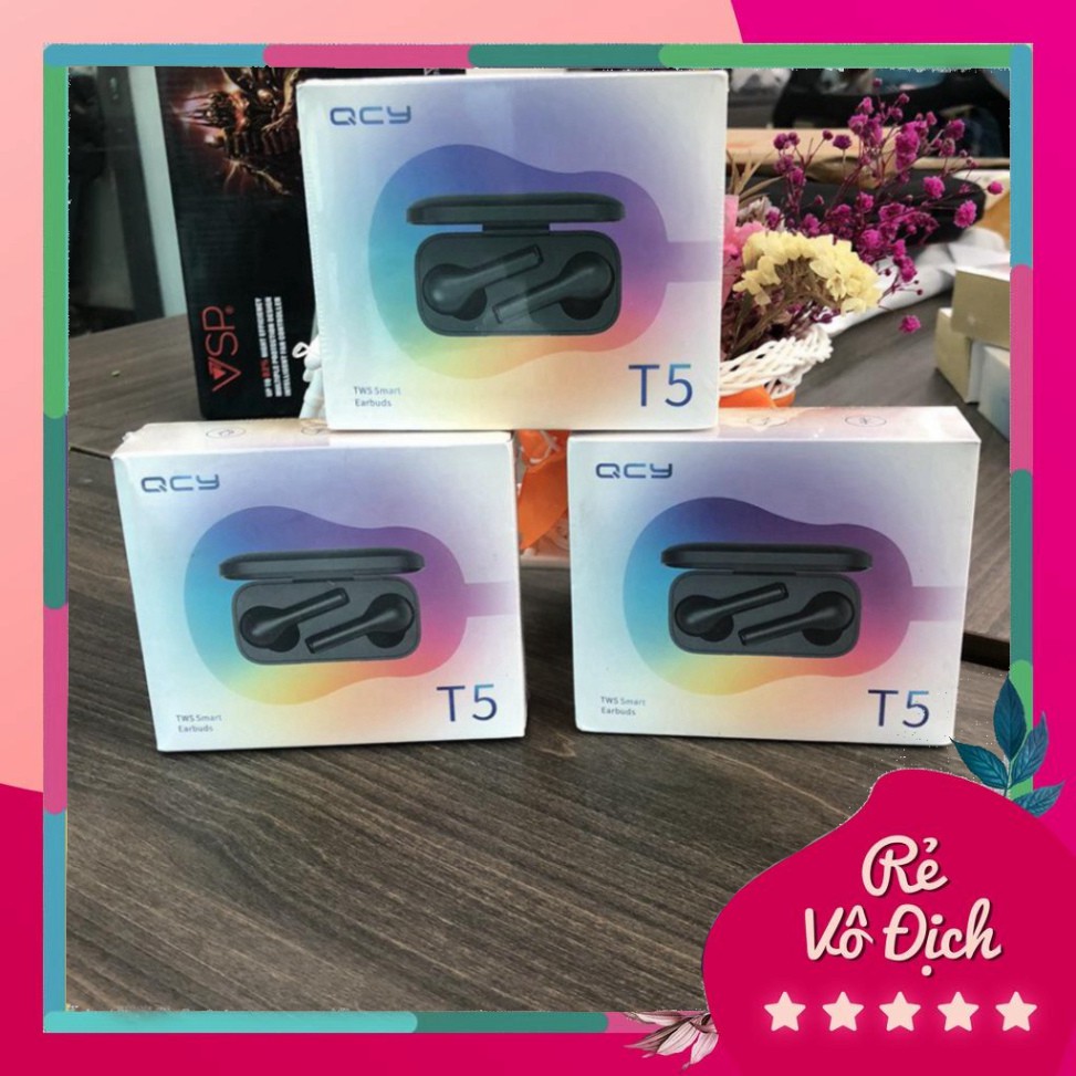 RẺ VÔ ĐỊCH Tai nghe Bluetooth True Wireless QCY T5 Bluetooth V5.0✔Tự động kết nối✔Chống Nước Ipx5 ✔Chính hãng Cảm biến -