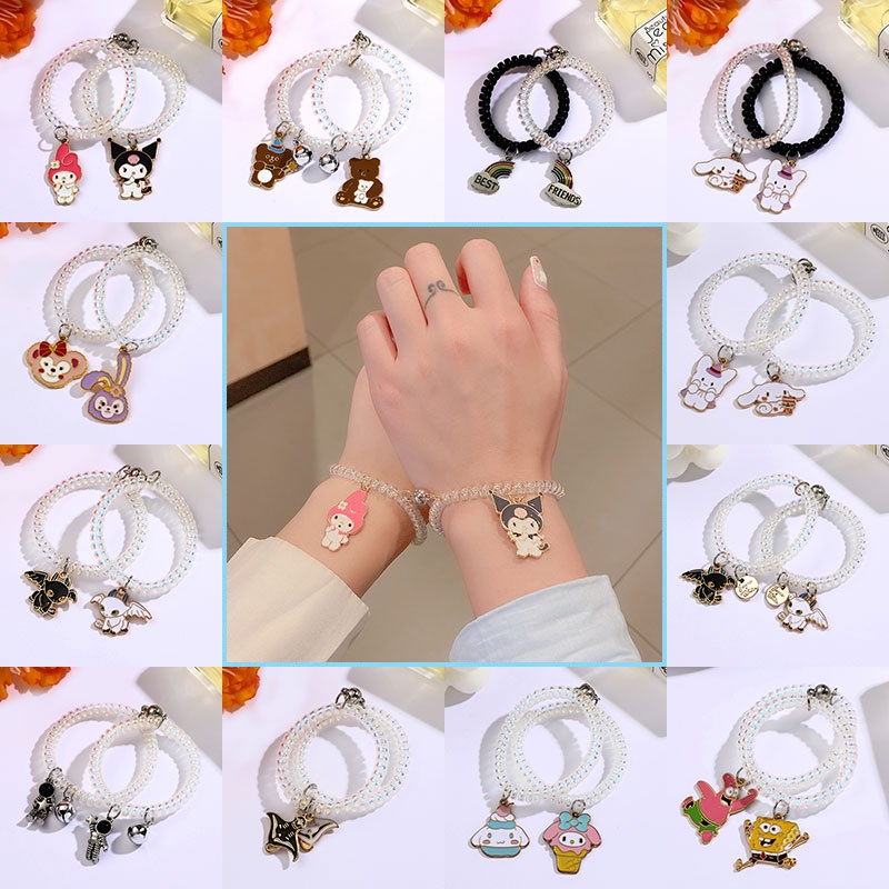 Vòng đeo tay kiểu dáng dây điện thoại gắn bằng nam châm họa tiết hoạt hình phong cách hàn quốc