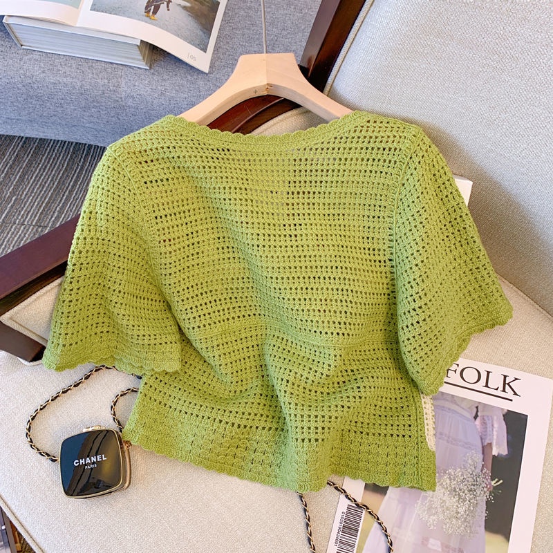 Áo Cardigan Dệt Kim Tay Ngắn Cổ Chữ V Thiết Kế Mỏng Thời Trang Mùa Hè Mới Cho Nữ