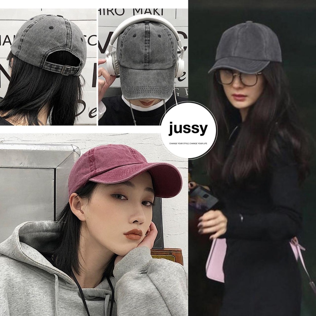 Mũ Lưỡi Trai Trơn Vải Jean Denim Wash Cao Cấp Nón Kết Nam Nữ Jussy Fashion Phong Cách Nón Lưỡi Trai Unisex Form Mềm