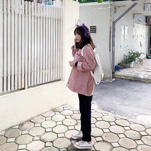 Áo sơ mi ZINTI nhung tăm ulzzang dáng rộng phong cách hàn quốc SM01