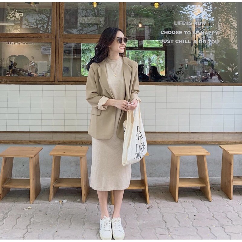 Áo blazer 2 lớp - Áo blazer trơn/kẻ 2 lớp đủ màu đen, be, nâu (hình thật/video/sẵn)