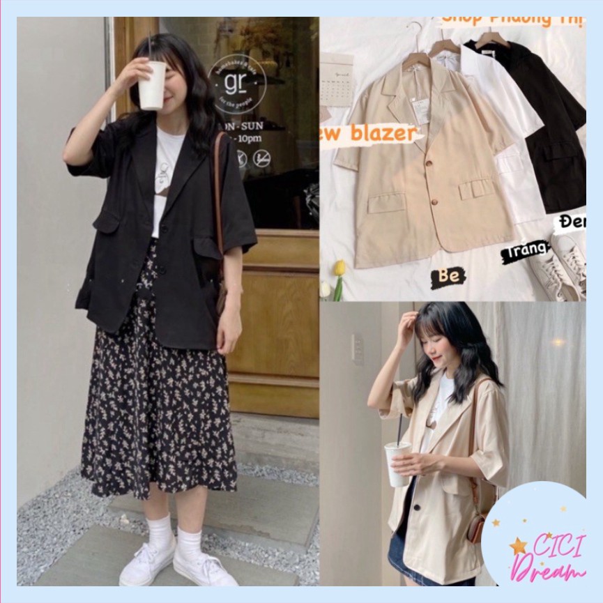 Áo blazer CỘC TAY ngắn 1 lớp khoác ngoài ulzzang, áo Blazer kiểu vest 1 lớp TAY NGẮN nhiều màu kiểu dáng Hàn Quốc